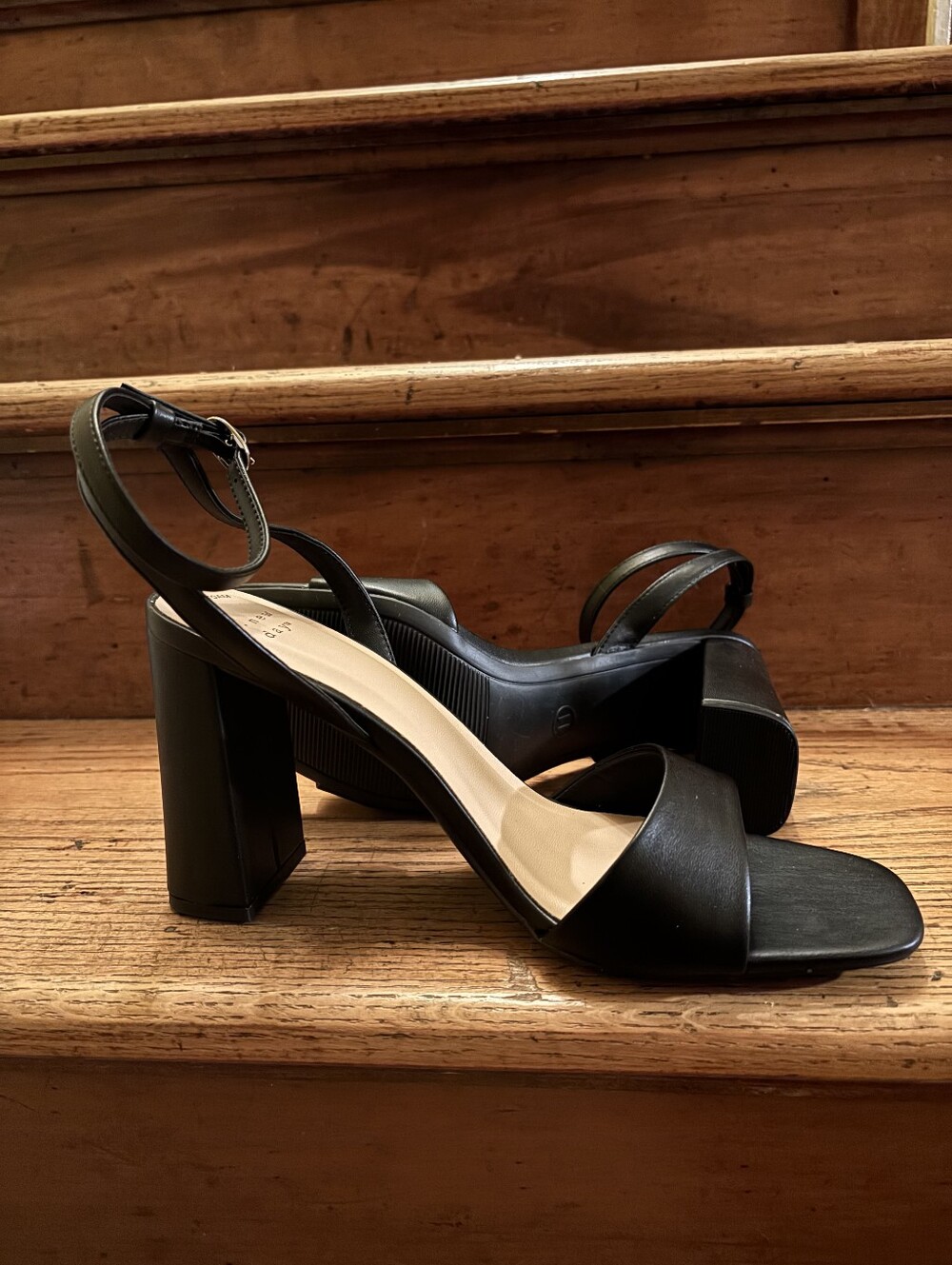 a new day Black Block Heel Ankle-Strap Sandals